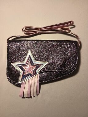 Wonder Nation Girls' Purple Glitter Star Saddle Bag